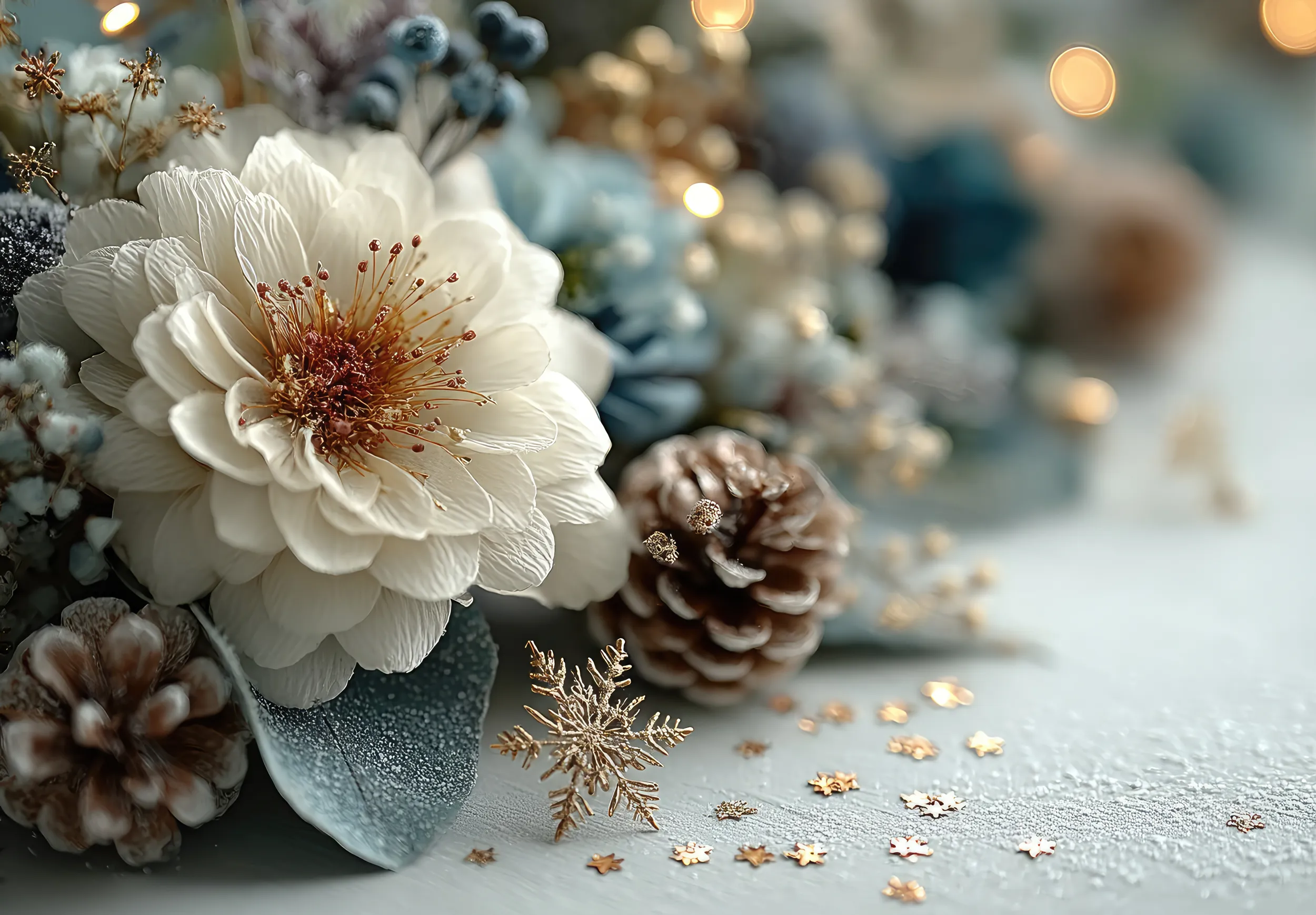 Décoration hivernale avec des fleurs