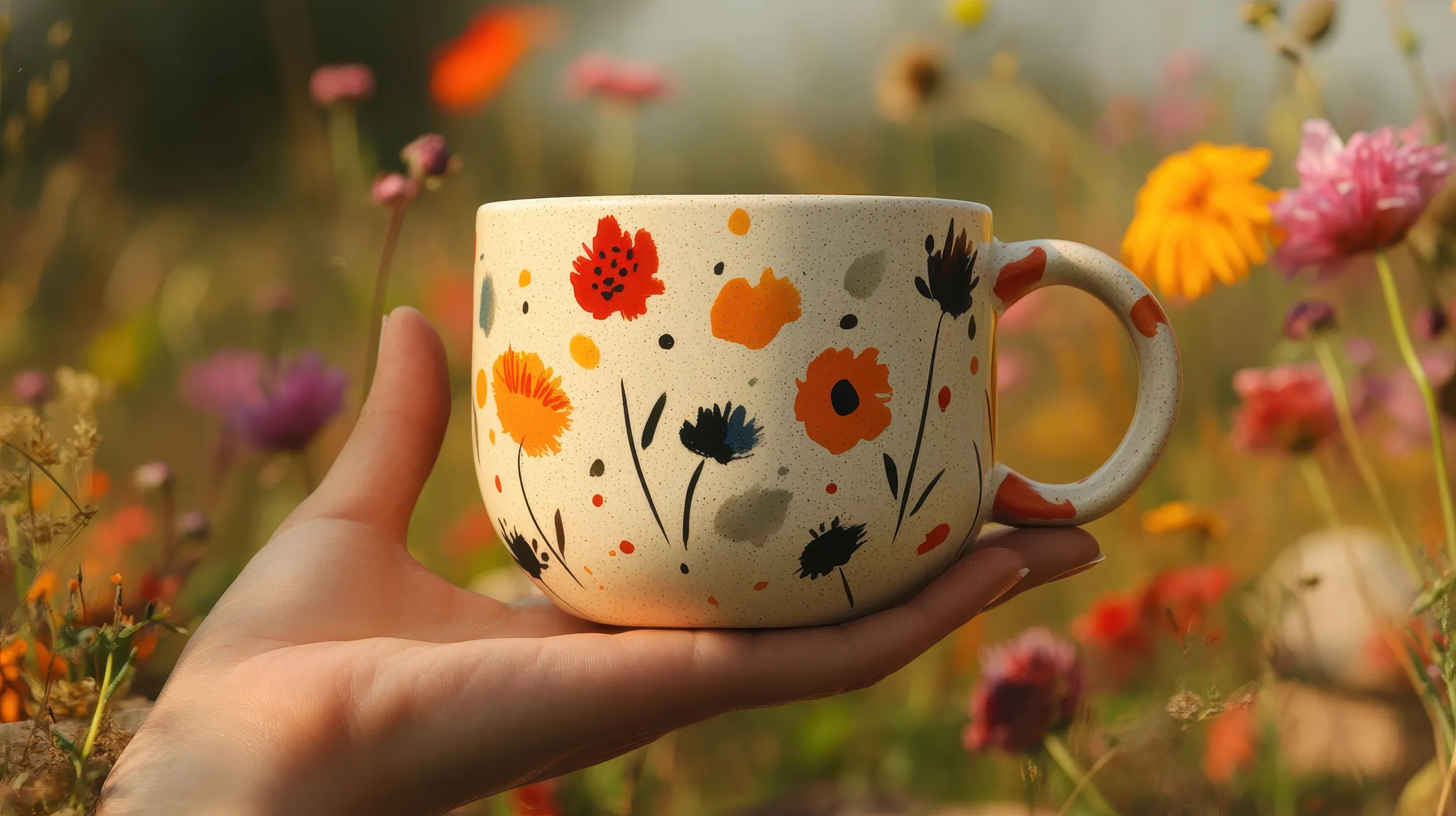 Tasse décorée de motifs floraux