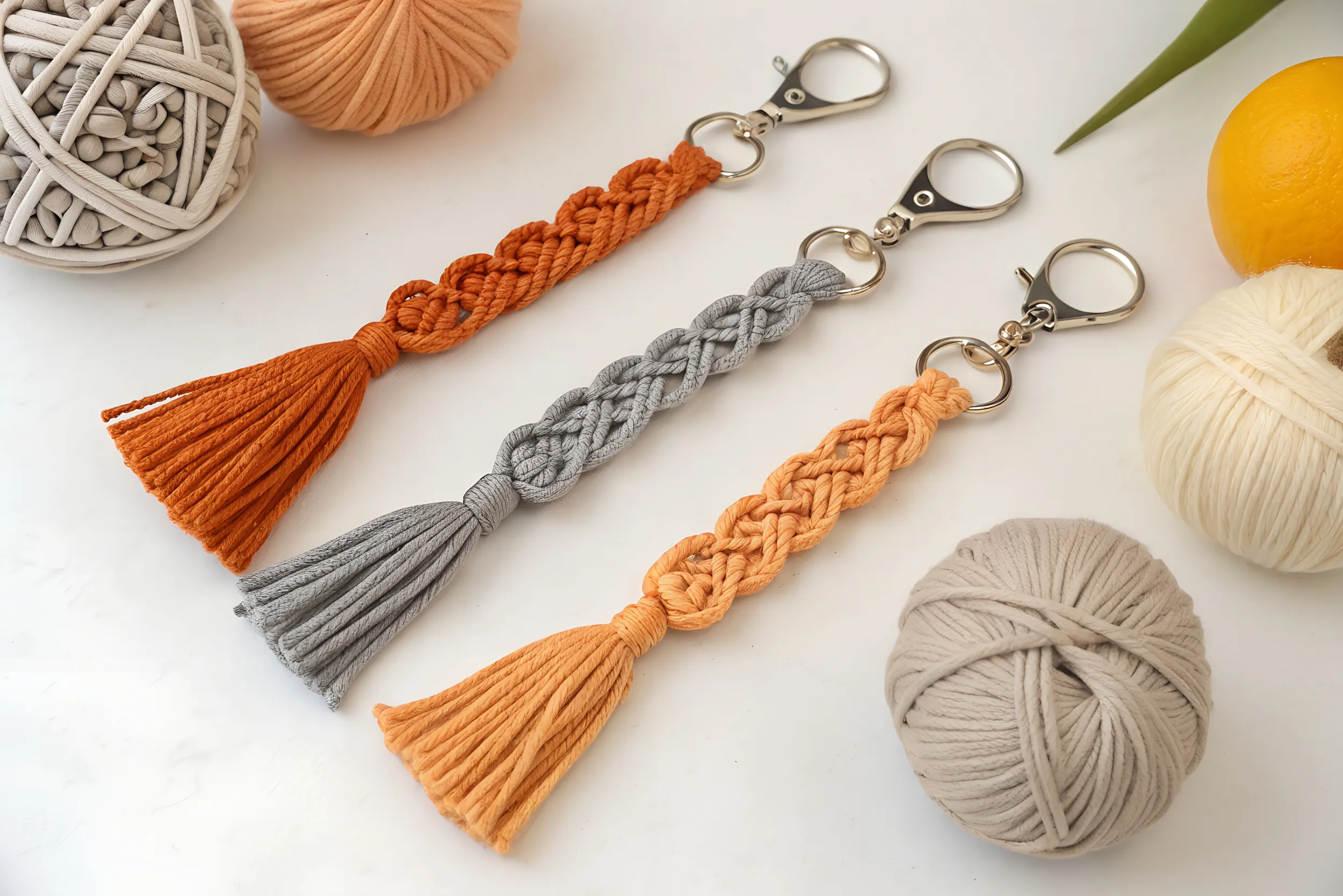 Porte-clés en macramé fait maison