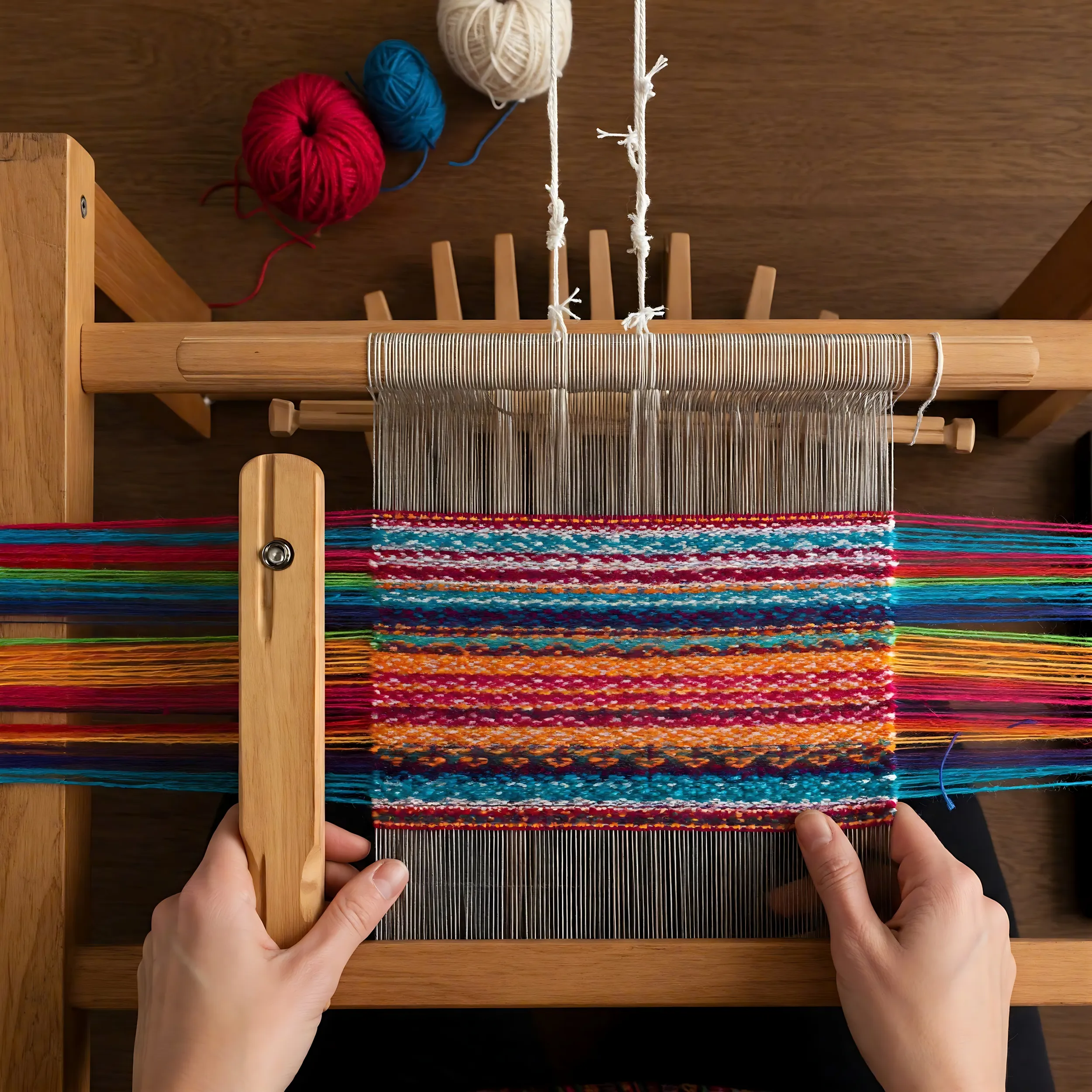 Femme tissant à la main